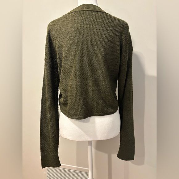 Abound Dark Olive Crew Neck Cropped Sweater - Picture 8 of 11
